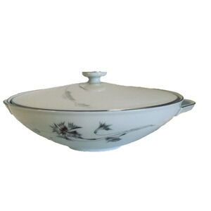 Heinrich-H&C Sepia White/Platinum Trim Round Covered Vegetable Floral Germany